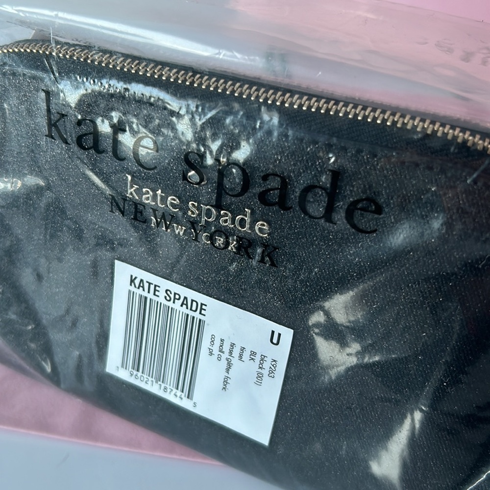 Kate Spade Tinsel Glitter Black Cosmetic Bag New With Tags - Picture 11 of 12